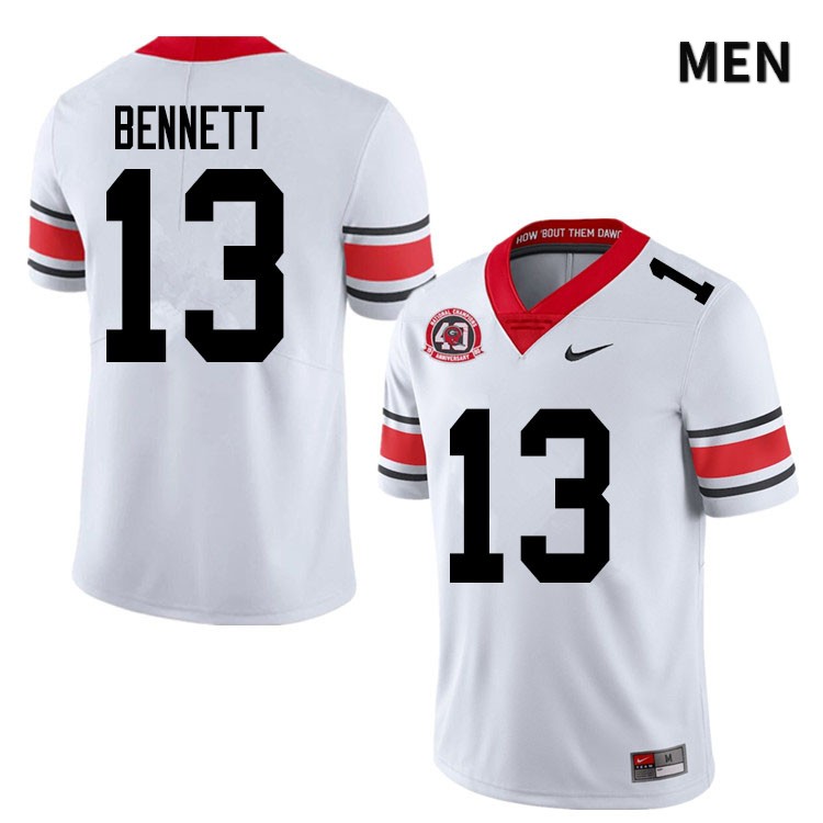 Georgia Bulldogs Men's Stetson Bennett #13 White 2020 1980 National Champions 40th Anniversary Stitched College UGA Football Jersey 23IZ011RB